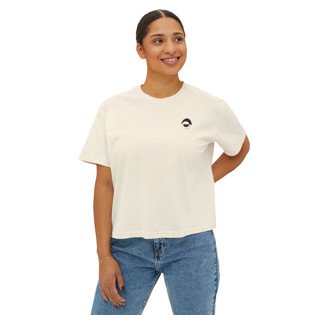 Minimal Logo Boxy Tee — Women's Cropped Organic Cotton Top