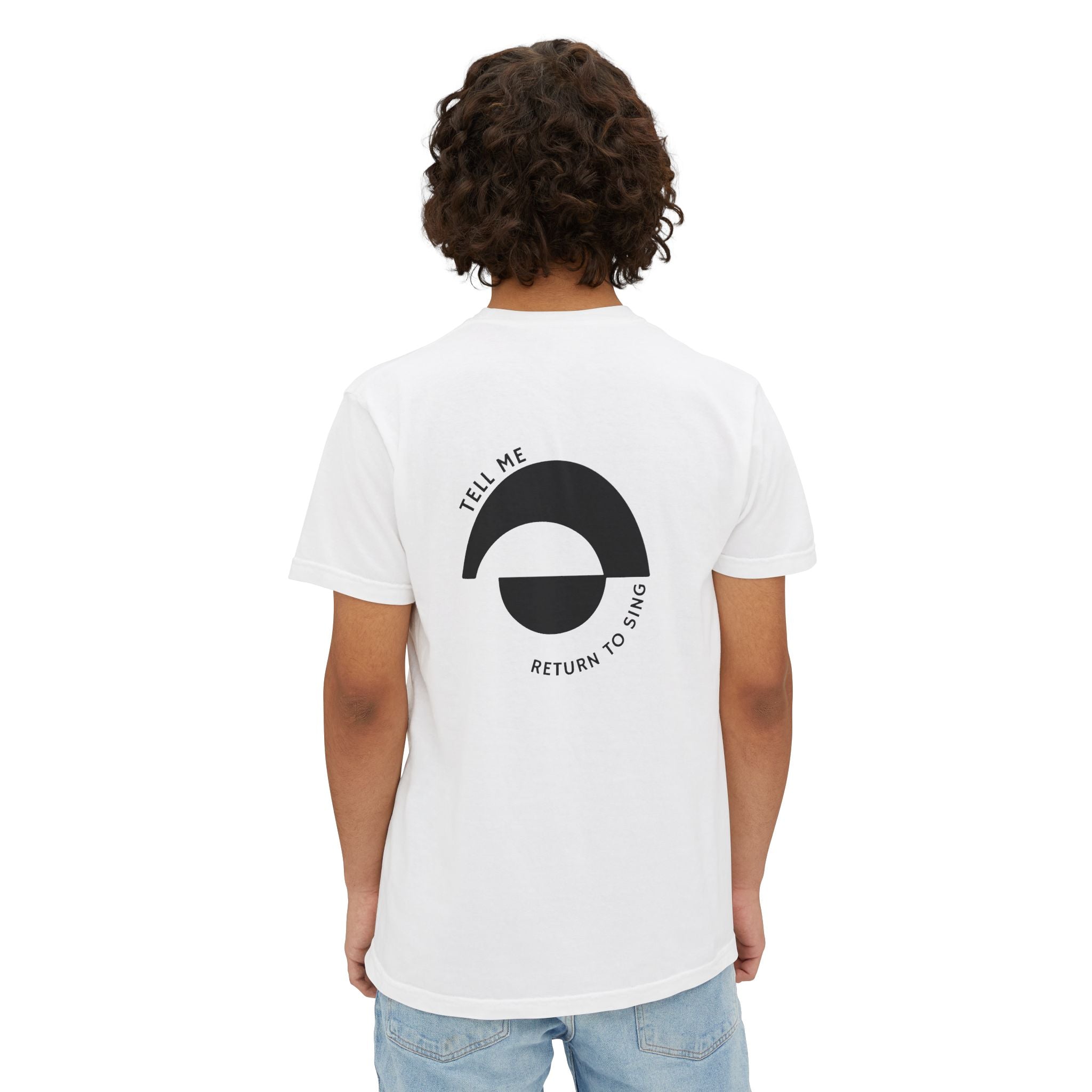 White KENDELL Tell Me T-Shirt | Minimal Abstract Logo Pocket Tee