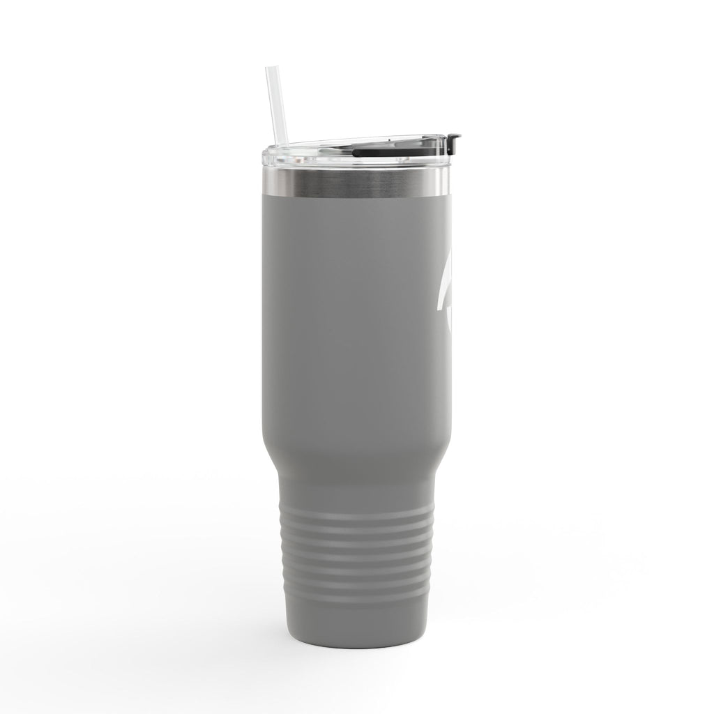 40oz Insulated Travel Mug — Black Stainless Tumbler with Straw & Handle, Custom KENDELL Logo