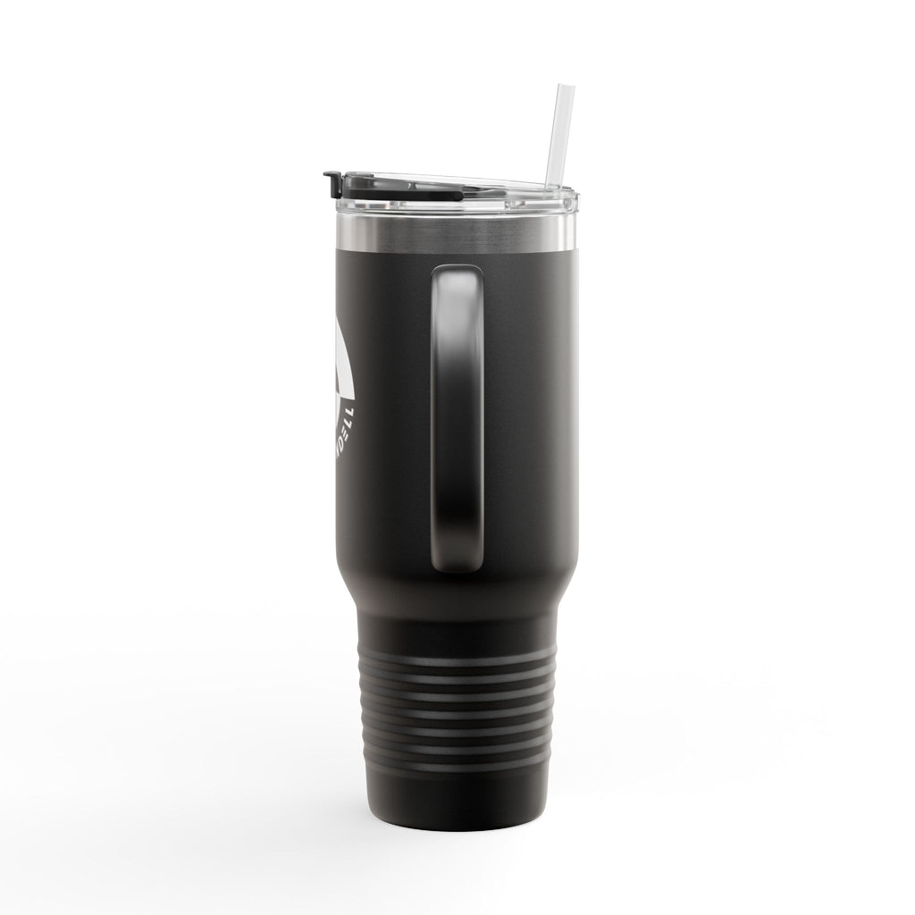 40oz Insulated Travel Mug — Black Stainless Tumbler with Straw & Handle, Custom KENDELL Logo