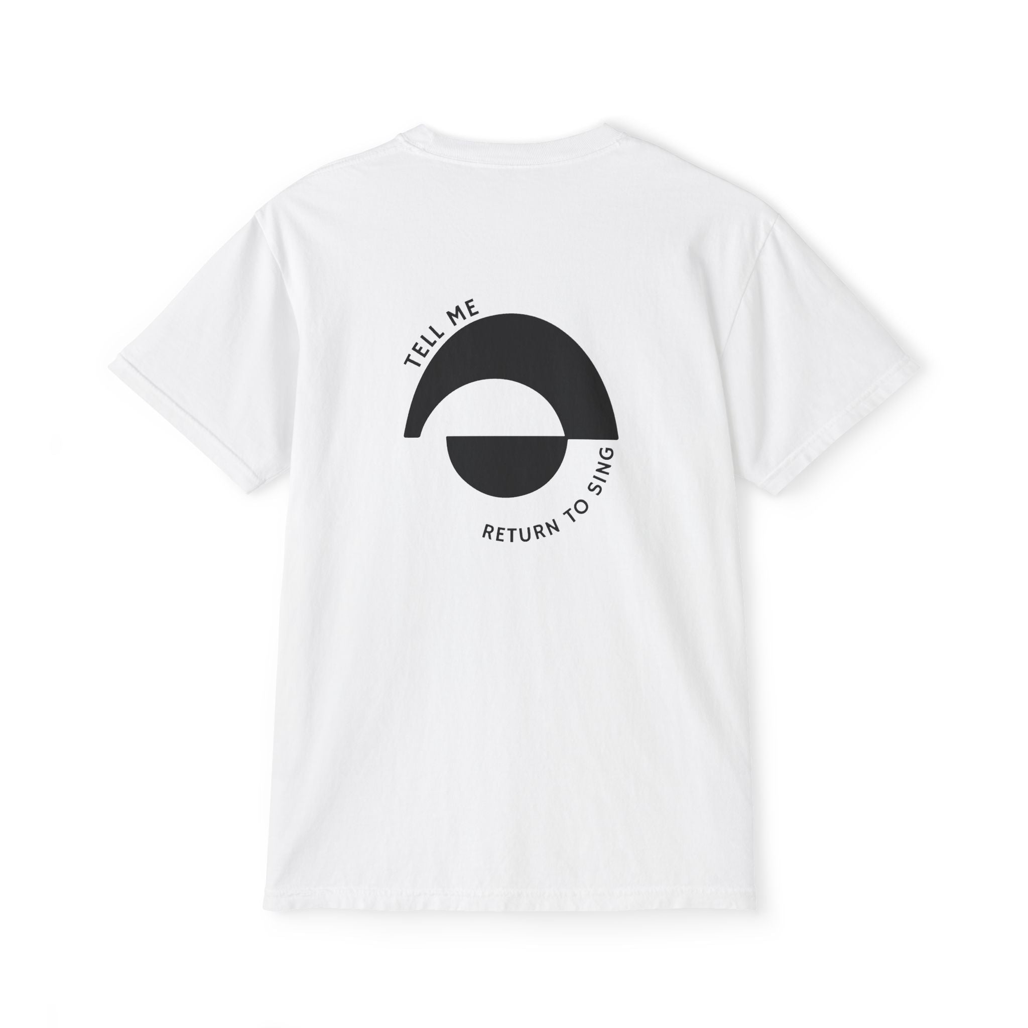 White KENDELL Tell Me T-Shirt | Minimal Abstract Logo Pocket Tee