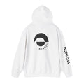 KENDELL | White | Hoodie | White hoodie with circular graphic and sleeve text