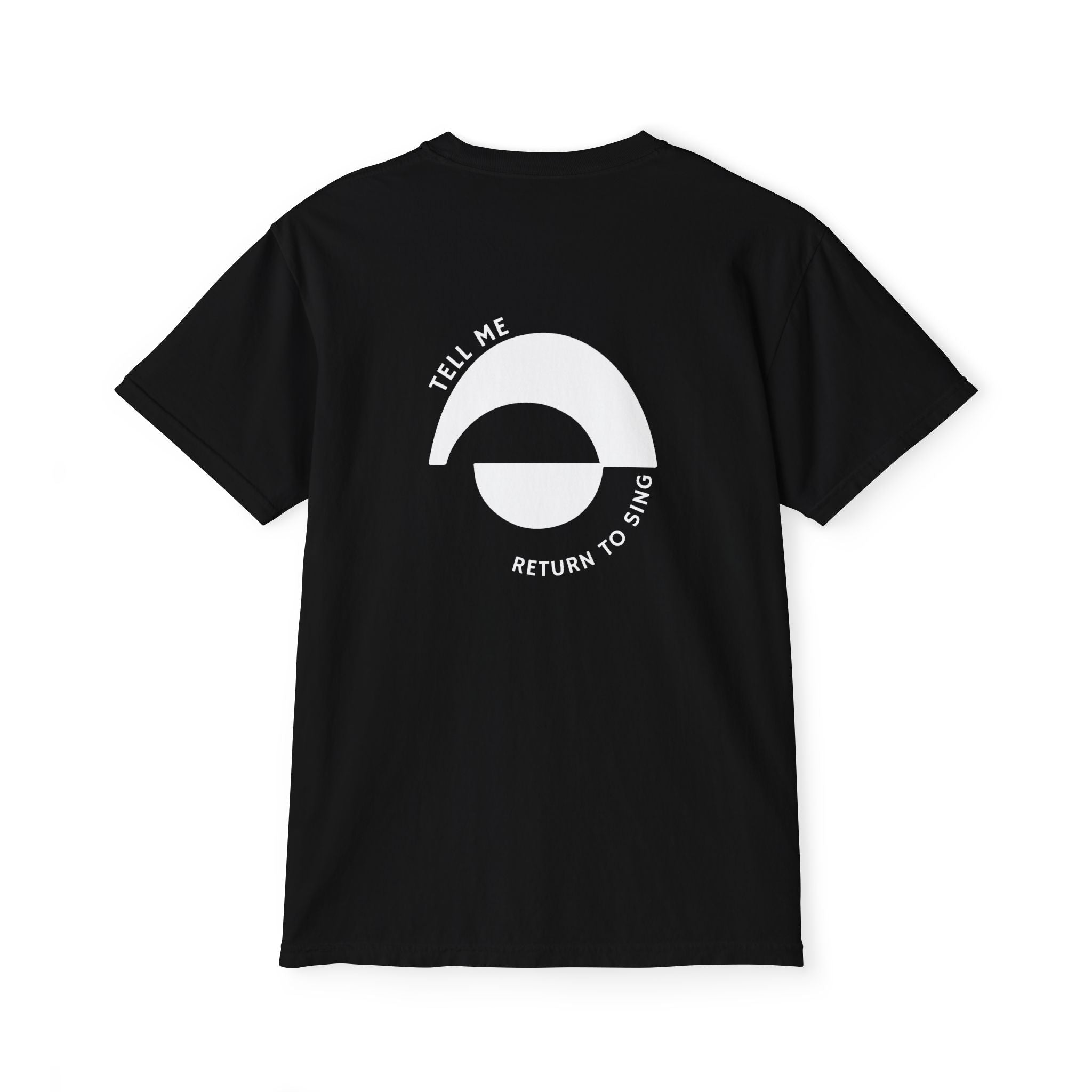 Black KENDELL Tell Me T-Shirt | Minimal Abstract Logo Pocket Tee