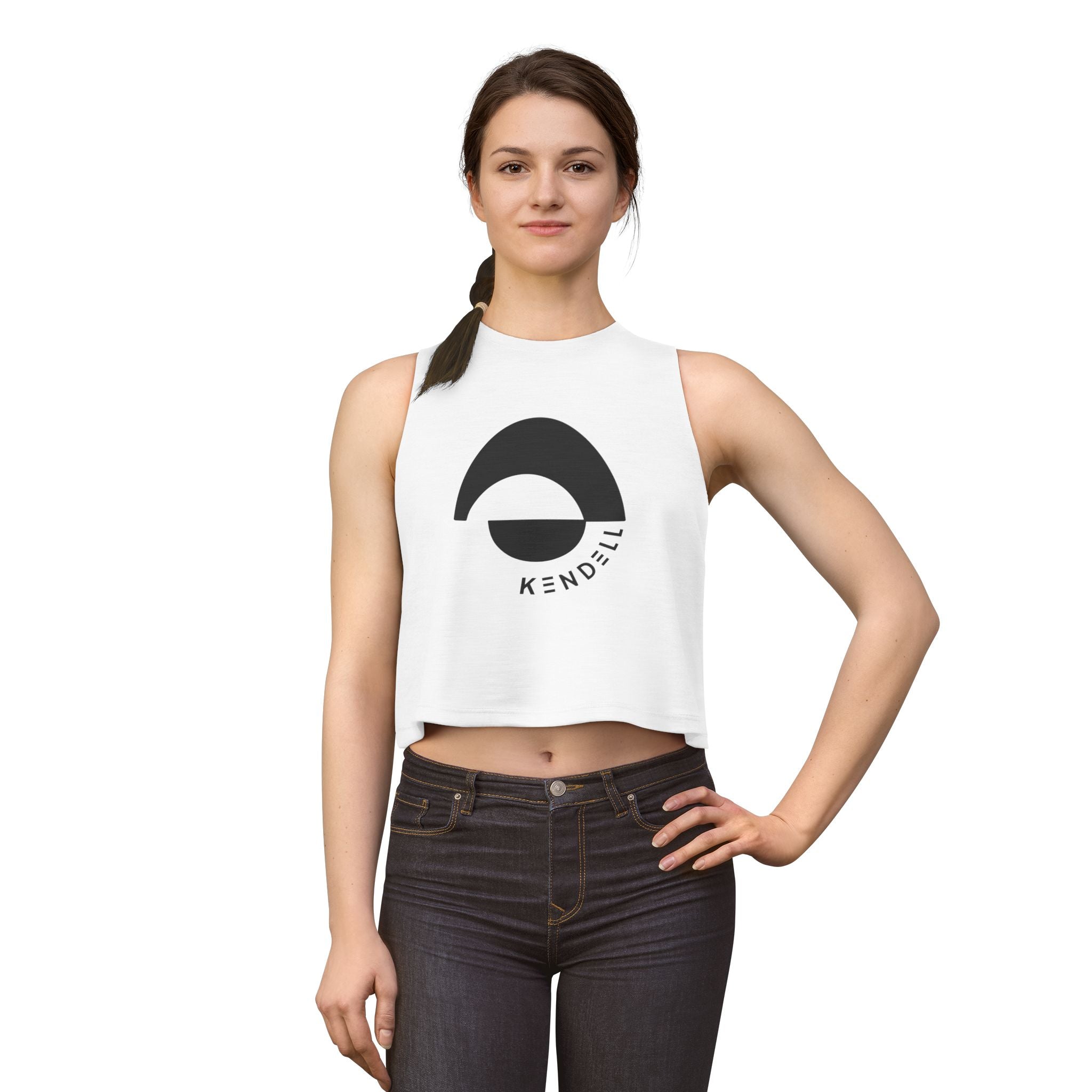 Kendell Minimal Logo Crop Top - Women's Casual Graphic Tank