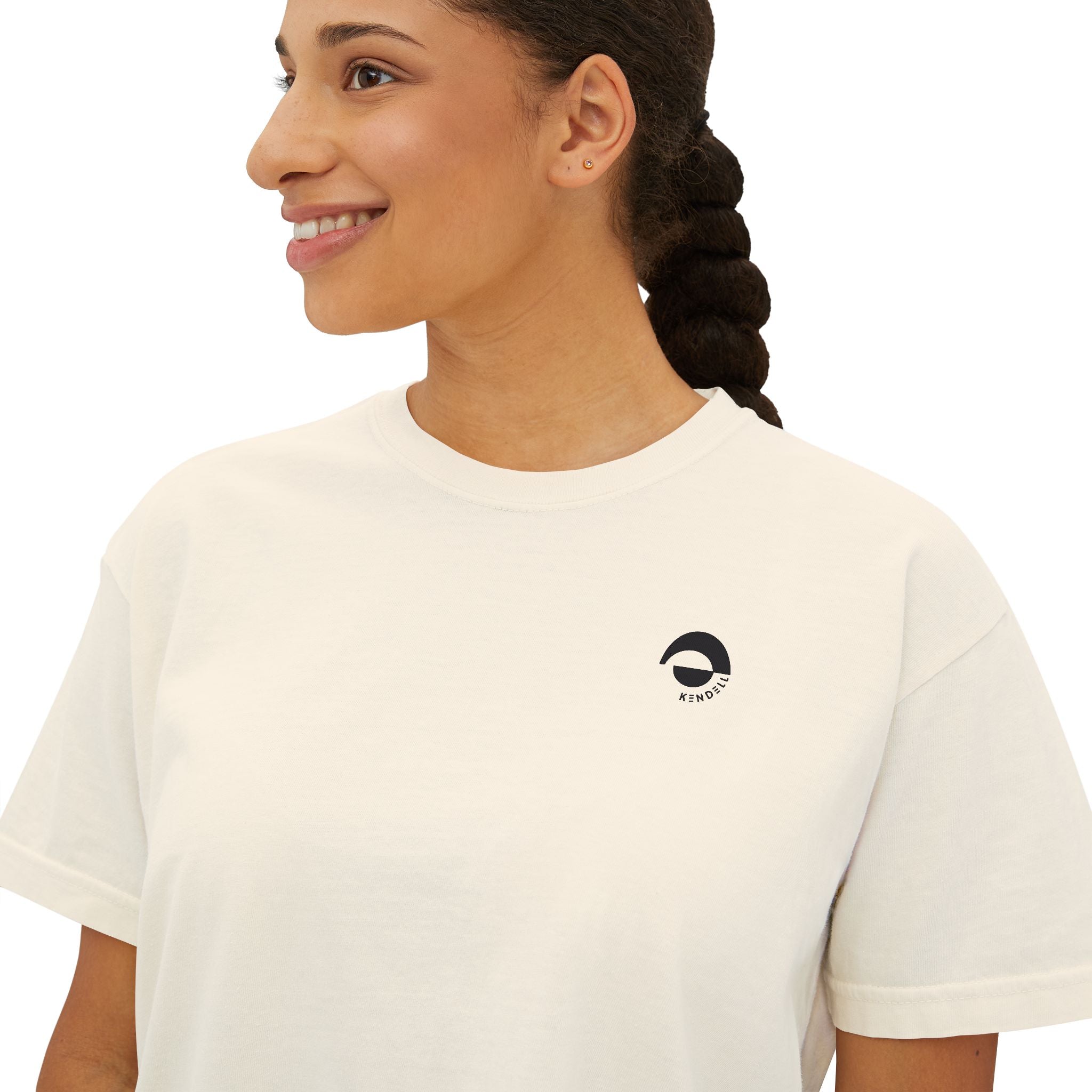 Minimal Logo Boxy Tee — Women's Cropped Organic Cotton Top
