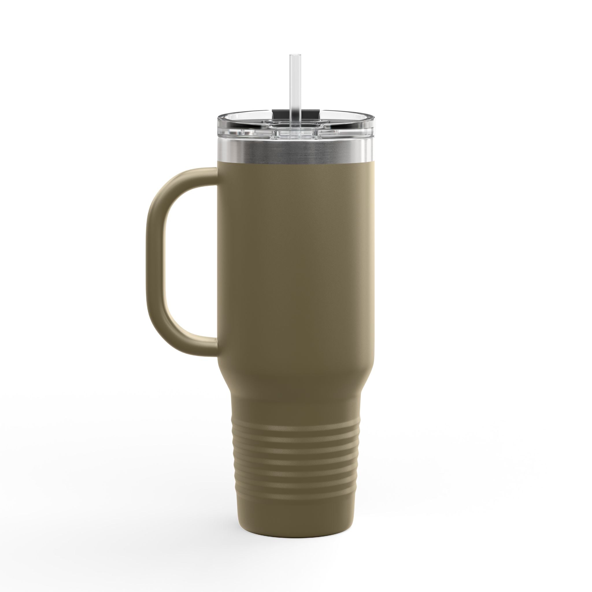 40oz Insulated Travel Mug — Black Stainless Tumbler with Straw & Handle, Custom KENDELL Logo